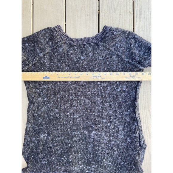 Free people medium black Heathered Pop over pull over Sweater High Low - Picture 8 of 9